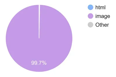 99% img, 1% html assets pie chart